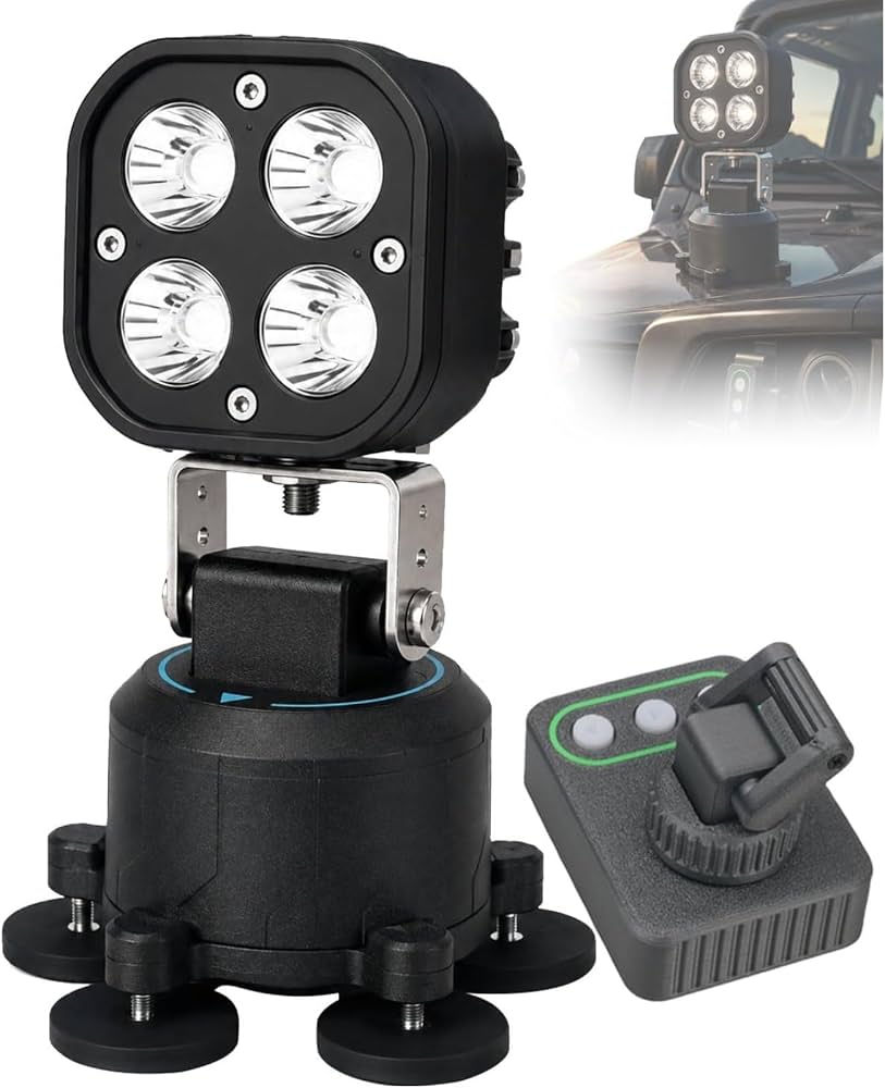 پروژکتر آفرودی led قابل تنظیم با ریموت کنترل بی سیم و پایه آهنربایی